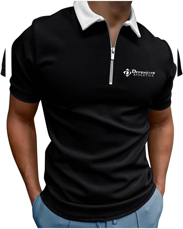 OA CASUAL- Short Sleeve Zip Polo Shirt