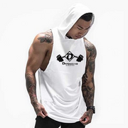 Men's Workout Hooded Tank Tops Bodybuilding Muscle Cut Off T Shirt Sleeveless Gym Hoodies