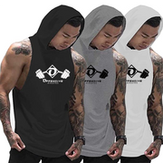 Men's Workout Hooded Tank Tops Bodybuilding Muscle Cut Off T Shirt Sleeveless Gym Hoodies